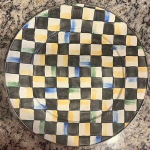MACKENZIE-CHILDS 1995 VINTAGE COURTLY CHECK 16" Enameled Serving Platter. EUC.